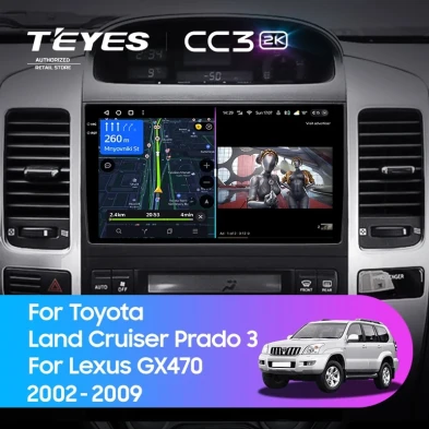 Штатная магнитола Teyes CC3 2K 4/32 Toyota Land Cruiser Prado J120 (2002-2009) F1 Тип-B