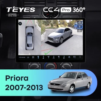 Штатная магнитола Teyes CC4 Pro 360 12/256 Lada Priora 1 (2007-2013) F2 (черная) (13")