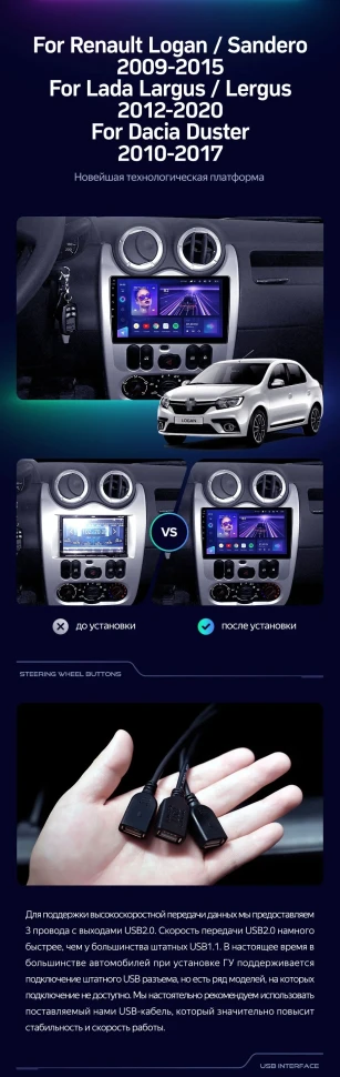 Штатная магнитола Teyes CC3L 4/32 Renault Logan 1 (2010-2015)