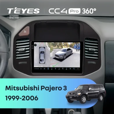 Штатная магнитола Teyes CC4 Pro 360 8/128 Mitsubishi Pajero 3 (1999-2006) (черная)